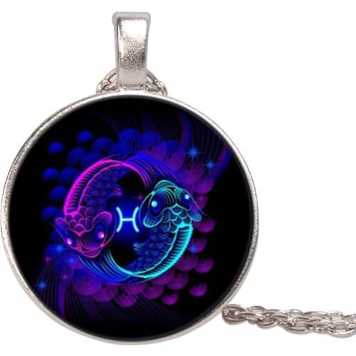 12 Constellation Women Necklace Sweater Chain Zodiac Pendant Necklace