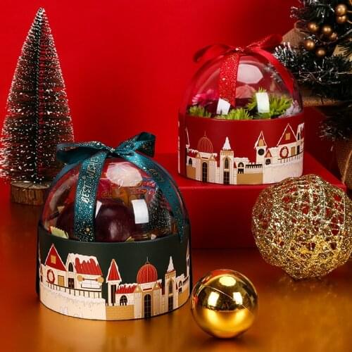 1pcs Christmas Transparent Apple Packing Box Christmas Eve Christmas Eve Fruit Box Apple Box round Apple Box
