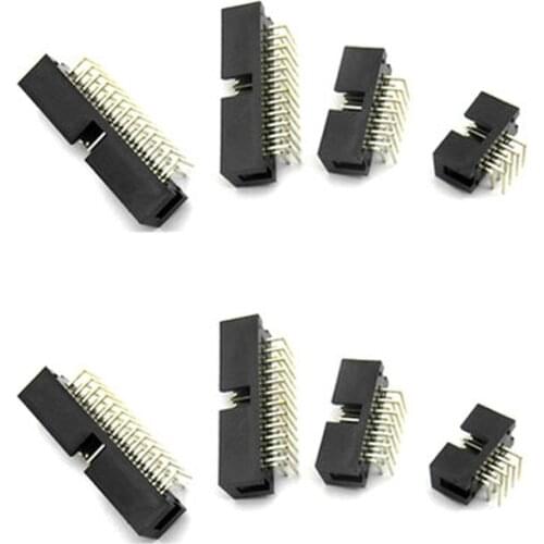 10Pc Right Angle Pins 2.54mm Pitch DC3 Male IDC Connector Shrouded Sample 6P 8P 10P 12P 14P 16P 18P 20P wholesale wire connector