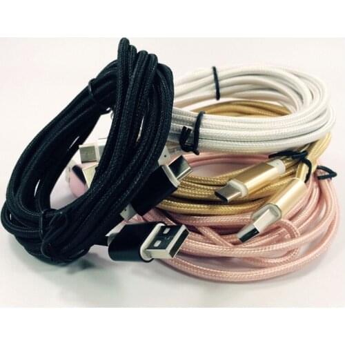 100pcs 2m 3m Fast Charging Braided Type C usb Data charger Cable for Nexus 5 6p for Macbook OnePlus 2 for letv lg g5