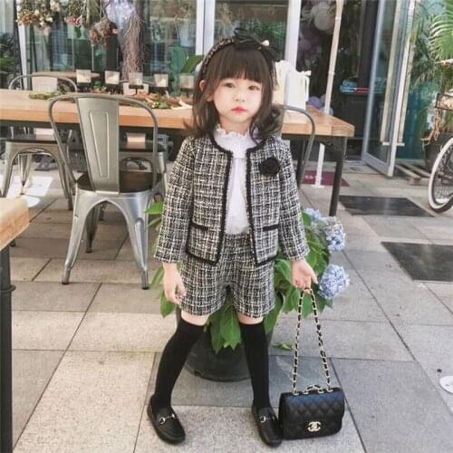 Sweet Kids Toddler Baby Girls clothes cardigan long sleeve Geometry Coat plaid Shorts 2pc newborn cotton Autumn Winter outfits