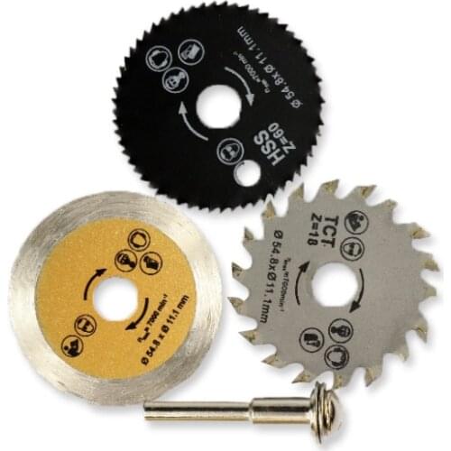 3Pcs/set 54.8mm Saw blade High Quality Mini circular Saw blade wood cutting blade