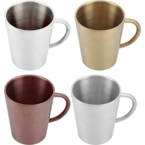 300ml Portable Mug 304 Stainless Steel Double Wall Insulated Coffee Beer Cup with Handle