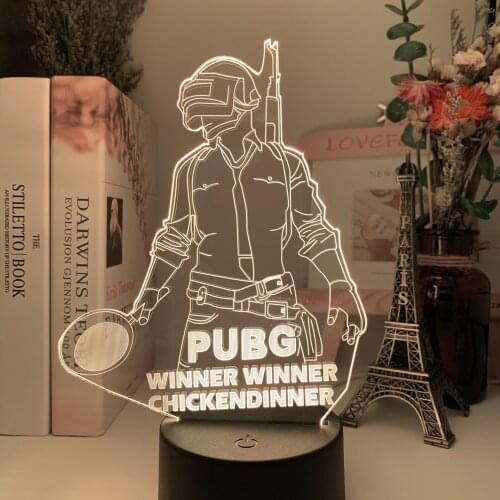 3D Game PlayerUnknowns Battlegrounds 3D LED Night Light 16 Colors Changing Remote Control Nightlight COOL Event Prize Lamp PUBG
