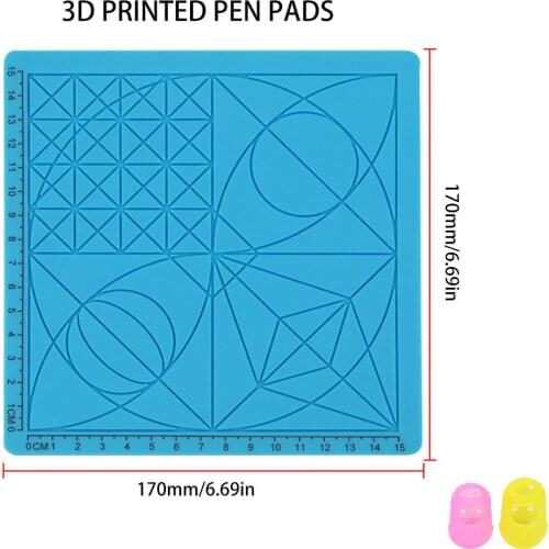 3D Printing Pen Pad Geometric Figure Copy DIY Design Mat Drawing Board with Basic Template 2 Finger Caps Pen Drawing Tools