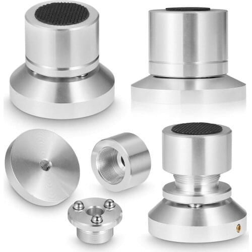 4PCS Aluminum Alloy+Bead Speaker Spikes Pads Amplifier Isolation Stand Feet Mats