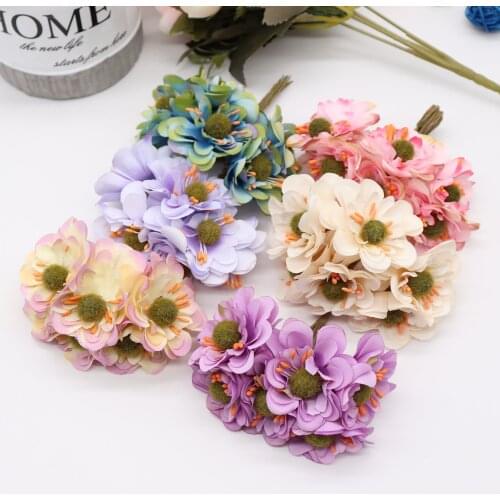 6pcs/lot Silk Flowers Artificial Flowers Simulation High Quality Chrysanthemum Daisy Tissue Hand Made Wedding Decoration