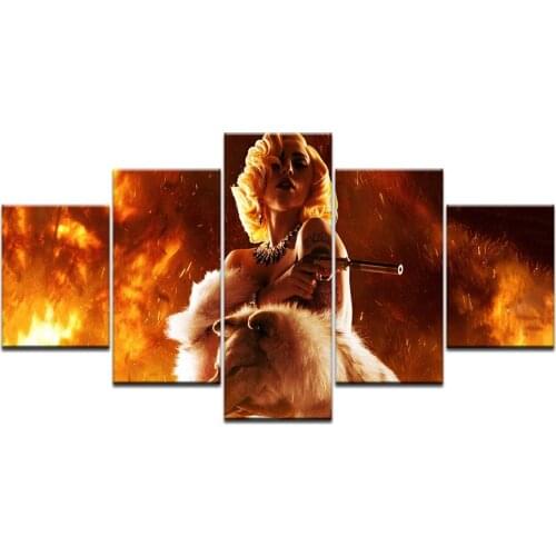 Abstract Fire sea Wall For Bedroom Home Decor HD Print Picture Sexy beautiful Samurai Girl Poster Canvas Paintings Wholesale