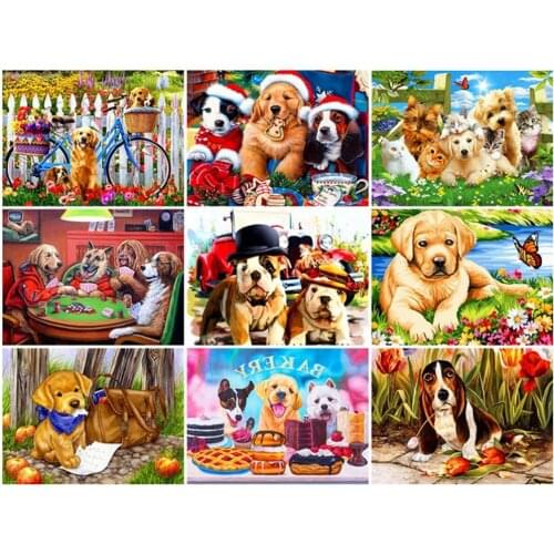 Animal diamond painting labrador dogs mosaic art embroidery stitch rhinestone picture puzzle toy children gift wall decor craft