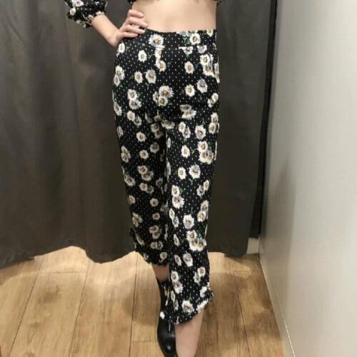 Womens trousers fashion womens 2019 summer new high waist print loose daisy print pants casual pants temperament wild pants