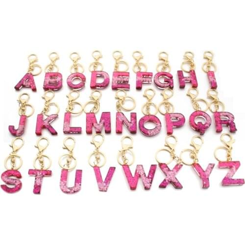 KC00099 ZWPON Glitter Resin Letter Keychain Bulk Purse Charm Alphabet Key Ring Initial Letter A-Z Jewelry Chain Unisex Key Chain
