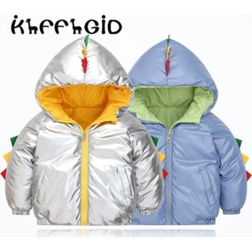 2021 new autumn and winter thickened cartoon dinosaur coat cotton padded jacket boys and girls baby cute space down jacket baby