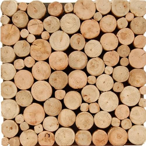 Eucalyptus small round wood wooden WMM0003 backsplash tile bedroom wall tile ancient wood mosaic panels mesh backing floor