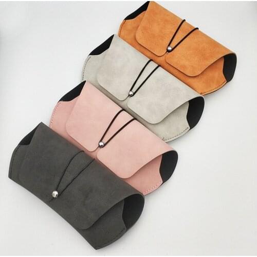 Fashion Hot Sale Men Women Portable Glasses Case Suede PU Leather Fold-able Buckle Glasses Box For Eyeglass Sunglasses