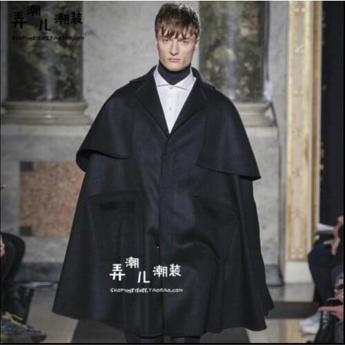 S-5xl Autumn And Winter New Cloak Coat Windbreaker Jacket Suit Collar British Mens Wool Trench Overcoat Tide Plus Size Clothing