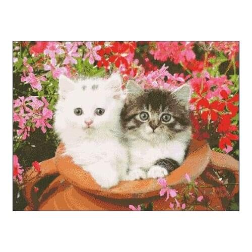 Cute animal cat pet Handmade Counted Arts Needlework Embroidery DIY Aida Cross Stitch Kits Crafts 14CT Unprinted Home Decor