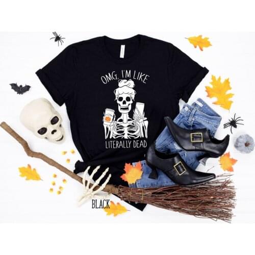 Fall shirt, monogram halloween womens halloween spice shirt Aesthetic Female Clothing Fashion Cotton O Neck Casual Streetwear