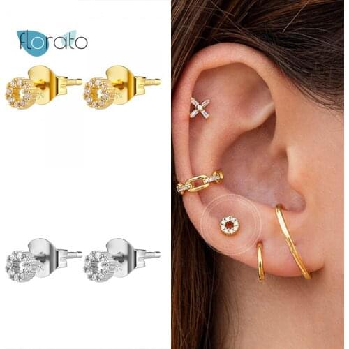 Korean Simple Exquisite Pave Crystal Earrings 925 Silver Ear Needle Round Stud Earrings For Women Cute Fashion Office Jewelry