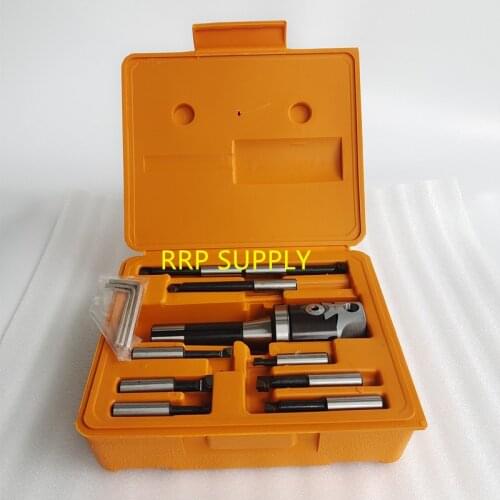 R8 taper set=1pc F1-1/2" 50mm boring head+R8 shank+9pcs 1/2" 9pcs boring bar set, Drawbar thread: 7/16"-20UNF, boring head set