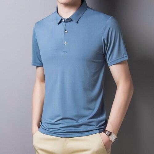 Polo Shirt Mens Short-sleeved Summer Thin Lapel Young and Middle-aged Mens Half-sleeved Breathable Solid Color Short-sleeved