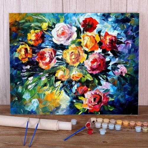 Magic Flowers Paint By Numbers Package Oil Paints 40*50 Canvas Pictures Decorative Paintings For Handiwork