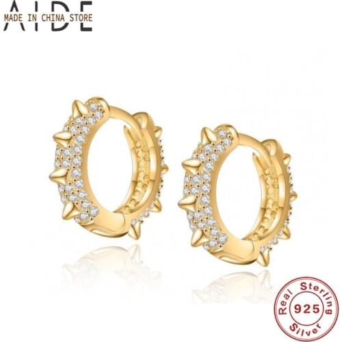Aide 925 Sterling Silver Hoop Earrings European And American Micro-Inlaid Personality Zircon Earring Korean Jewelry Orecchini