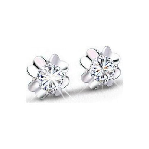 Ey416 Lucky Flower Stud Earrings Women Fashion Jewelry Small Zircon Earring Female charm Earrings Jewelry 2018