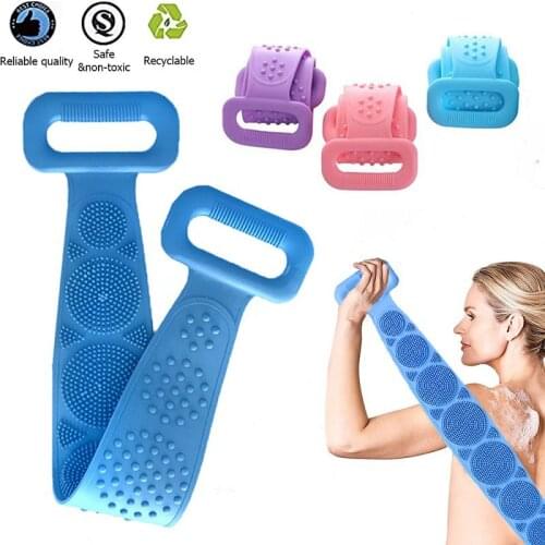 Back Scrubber Silicone Loofah Bath Towel Belt Body Scrub Massage for Shower Body Cleaning Shower Strap Exfoliating Back Brushes