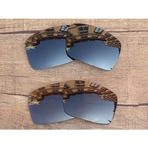 Vonxyz 2 Pairs Stealth Black & Bronze Brown Polarized Replacement Lenses for-Oakley Oil Drum Frame