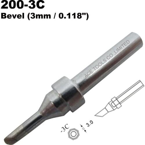QUICK 200-3C Bevel 3mm Replacement Soldering Tip Fit 203 203H 204 204H 203D 376(I) 376D(I) 3100 3101 3102 3112 3202 20H-90 Bit