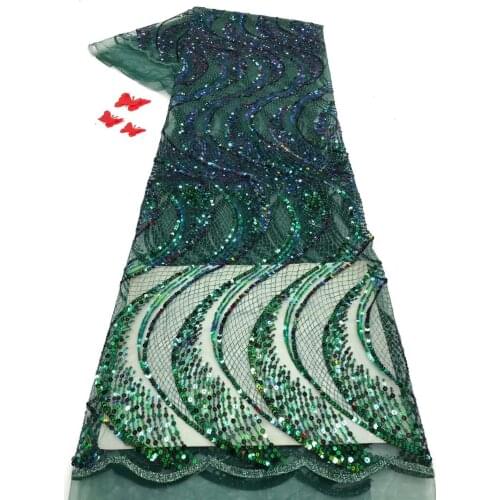 High Quality Nigeria Sequin Lace Fabric African French Mesh Lace Fabric Embroidery Tulle Mesh Lace Fabric FJ3932