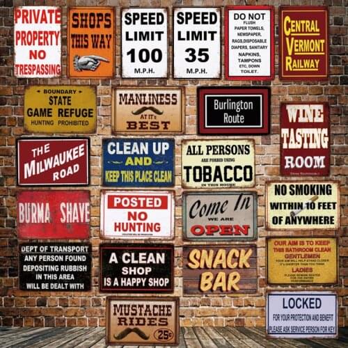 [ WellCraft ] Speed limit TOBACCO SHOPS CLEAN OPEN Metal Plaque Wall Tin Signs Posters Vintage Painting Custom Decor LT-2001