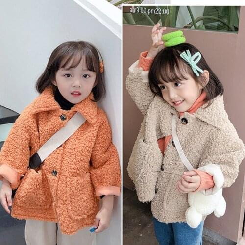 2 3 4 5 6 Years Baby Girls Jackets Korean Fashion Lambswool Coats for Girl Toddler Children Clothes Cute Winter Girl Outerwear