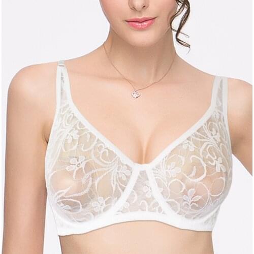 Womens Lace Bras Plus Size Bralette Underwired Invisible Underwear See Through Sexy Lingerie Brassiere Tops