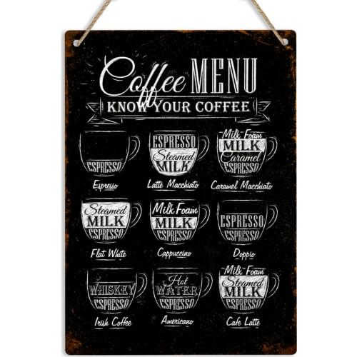 KNOW YOUR COFFEE Vintage Retro Metal Tin Sign Plaque Home Decor Pub Bar Kitchen