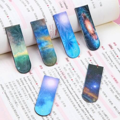 1set Starry Sky Magnetic Bookmark Soft Magnet Book Marks Book Holder Creative Beautiful Book Folder Office School Stationery