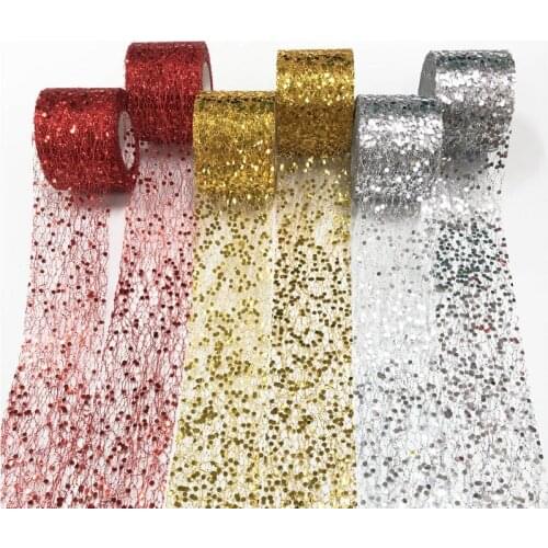 1Pcs 5CMX10Yards Shiny Glitter Tulle Roll Spool Tutu Skirt Wedding Decoration Organza Laser DIY Birthday Party Supplies