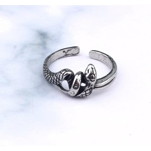 1PC European Punk Twist Snake Open Rings For Women Men Adjustable Gothic Fashion Vintage Metal Color Animals Finger Ring Jewelr