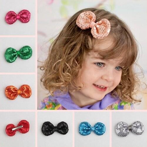 10pcs/lot Children Glitter Sequins Butterfly Hairpins Baby Girl Solid Color Bow Hair Clip Festival Decoration Photography Props