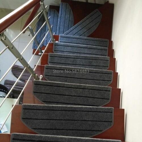 15Pcs/Set Stairs Mat Non-slip Adhesive Carpet Stair Treads Mats Pads Staircase Step Rug Stair Protection Cover Home Decor