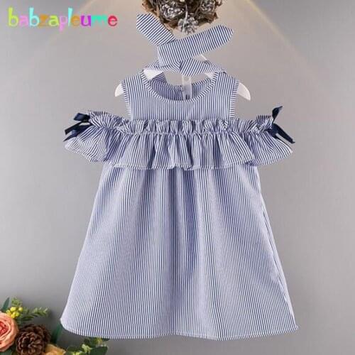 Babzapleume Summer Style Baby Girls Dresses Korean Fashion Kids Costume Toddler Dress+Headband Children Clothing Set 2PCS BC1463