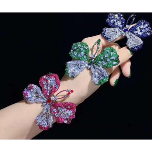 2pcs Womens Beautiful Crystal Zirconia Fashion Butterfly brooch