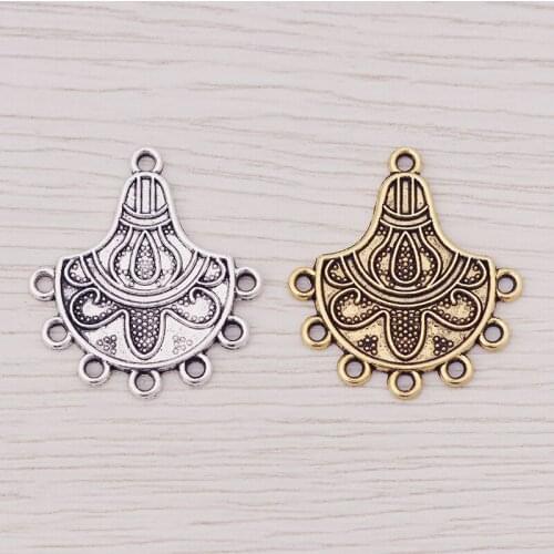 20 x Tibetan Gold Boho Chandelier Earrings Multi Strand Connectors Charms Pendants For Jewelry Making Accessories 30x27mm