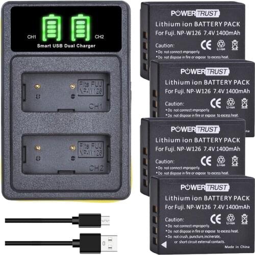 PowerTrust NP-W126 NPW126 NP-W126S Battery and Fast Charger for Fujifilm X100F X-A10 X-A7 X-A5 X-A3 X-A2 X-A1 X-E2 X-E2S X-Pro1