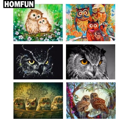 HOMFUN Full Square/Round Drill 5D DIY Diamond Painting "Animal Owl series" 3D Embroidery Cross Stitch 5D Home Decor Gift