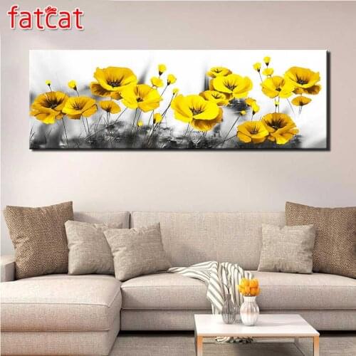 FATCAT Yellow flower large 5D Diy Daimond Painting Full Square Round Drill Rhinestone Embroidery Sale Art home decor AE1633