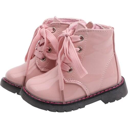 2020 New Autumn Boy Waterproof Patent Leather Winter Fashion Snow boots Girl Kids Martin Toddler Shoes 1 2 3 4 5 6 Years