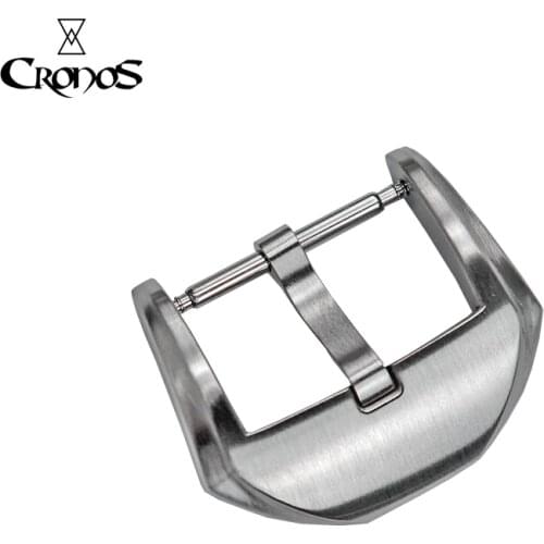 CRONOS Watch Strap Buckle Stainless Steel for Straps Tongue Buckle Fully Brushed 20 Mm 3.0 with Spring Bars