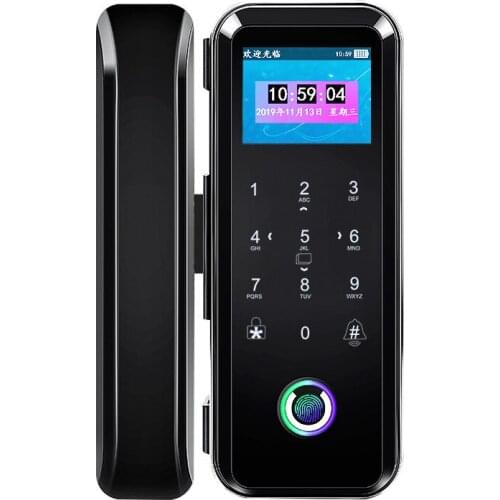 Color screen glass door fingerprint lock graffiti smart glass door lock swipe card remote control remote office electronic lock