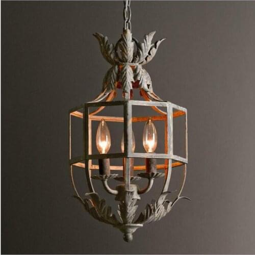 French chandelier retro old wrought iron pendant Princess childrens bedroom porch corridor chandelier led